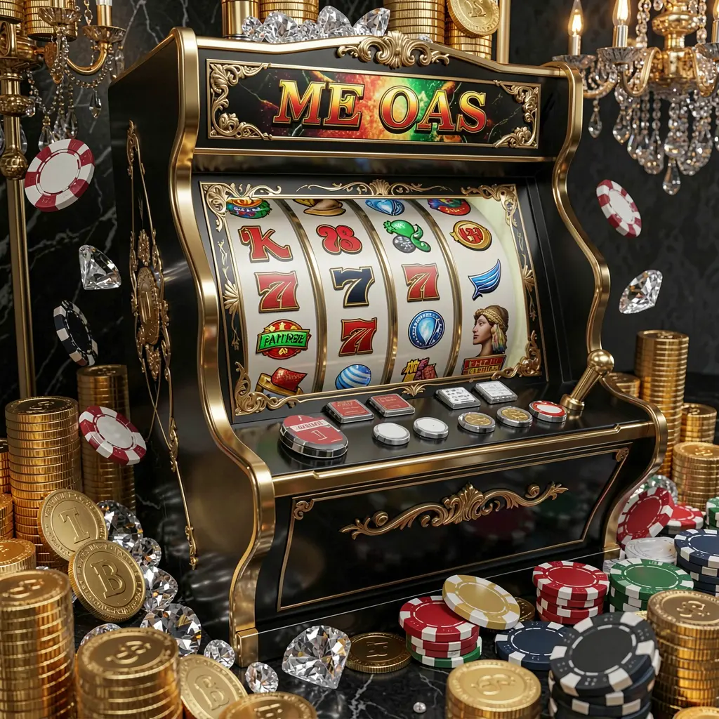 Classic golden slot machine with triple lucky sevens and flying coins showcasing the premium slot experience at SYOKWIN for Malaysia players